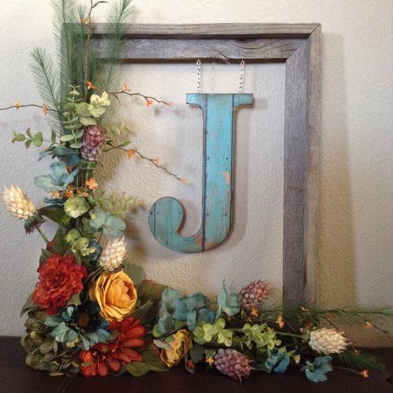 Personalized Letter Wreath in Frame
