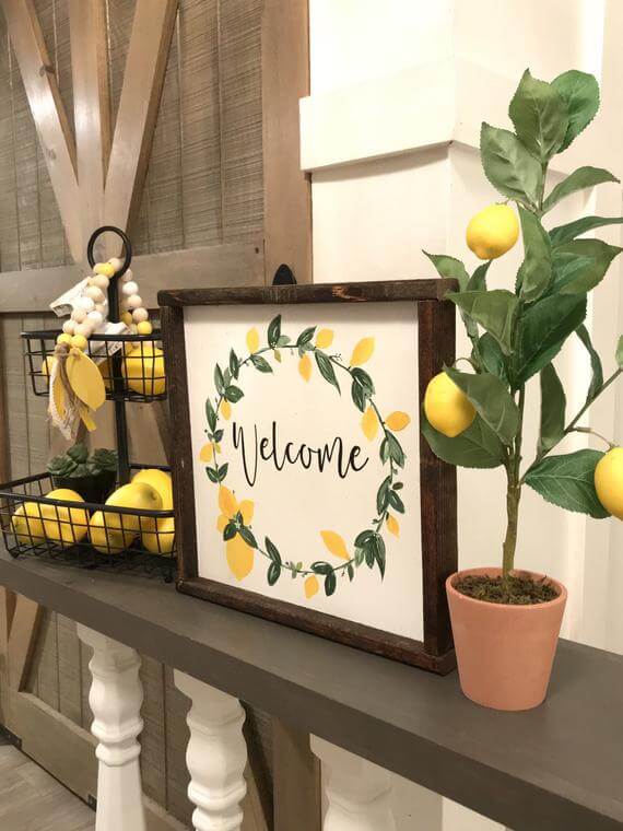 Lemon-Focused Decorations with Basket and Sign
