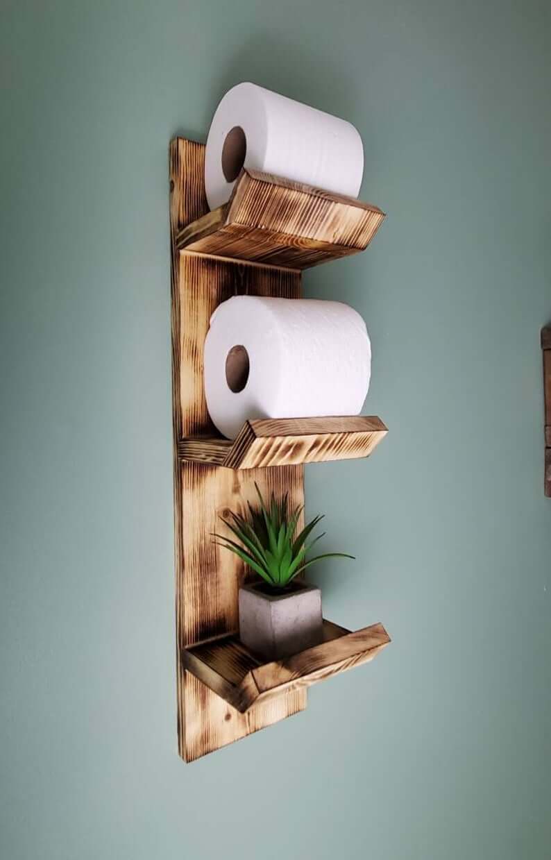 Vertical Bathroom Toilet Paper Shelf
