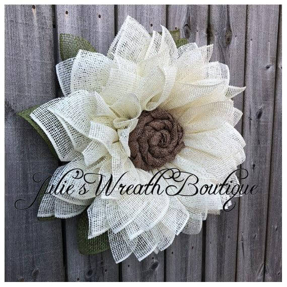 Unique Burlap Sunflower Wreath for Farmhouse