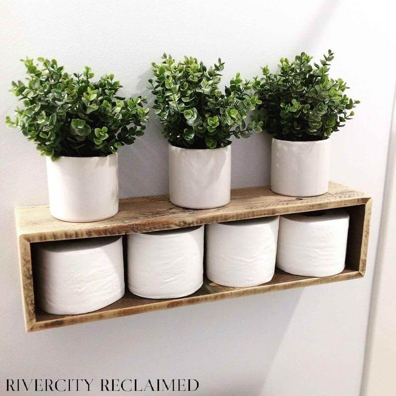 Farmhouse Style Toilet Paper Wall Shelf