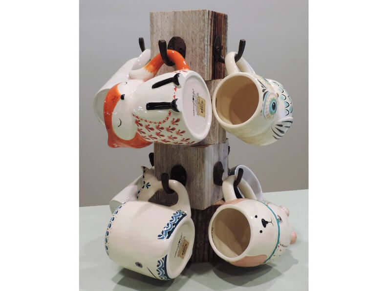 Stacked Block Rustic Mug Tree