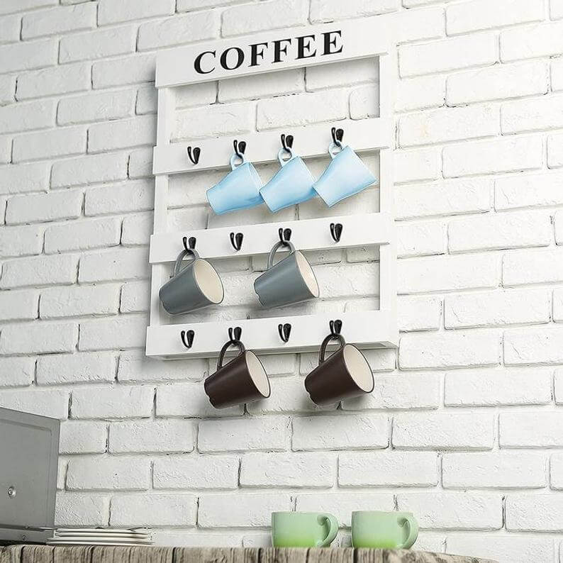 Modern Farmhouse White Pallet Mug Organizer