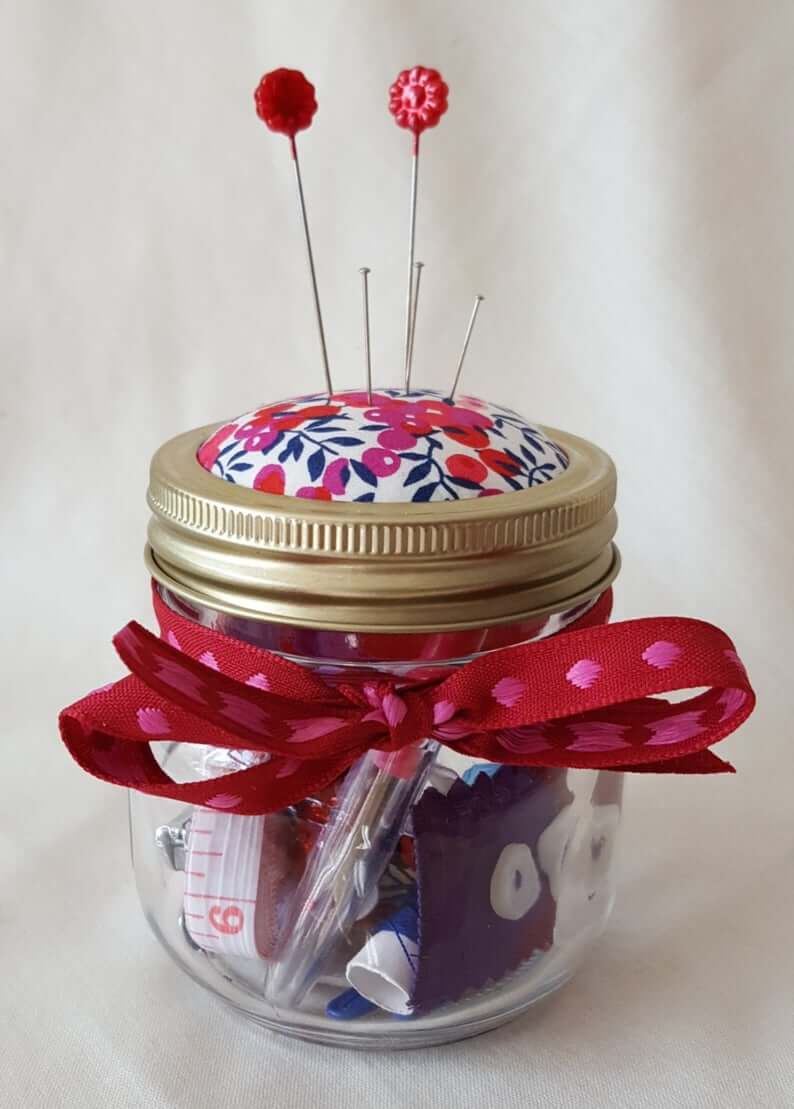 Sewing Kit in a Miniature Canning Jar