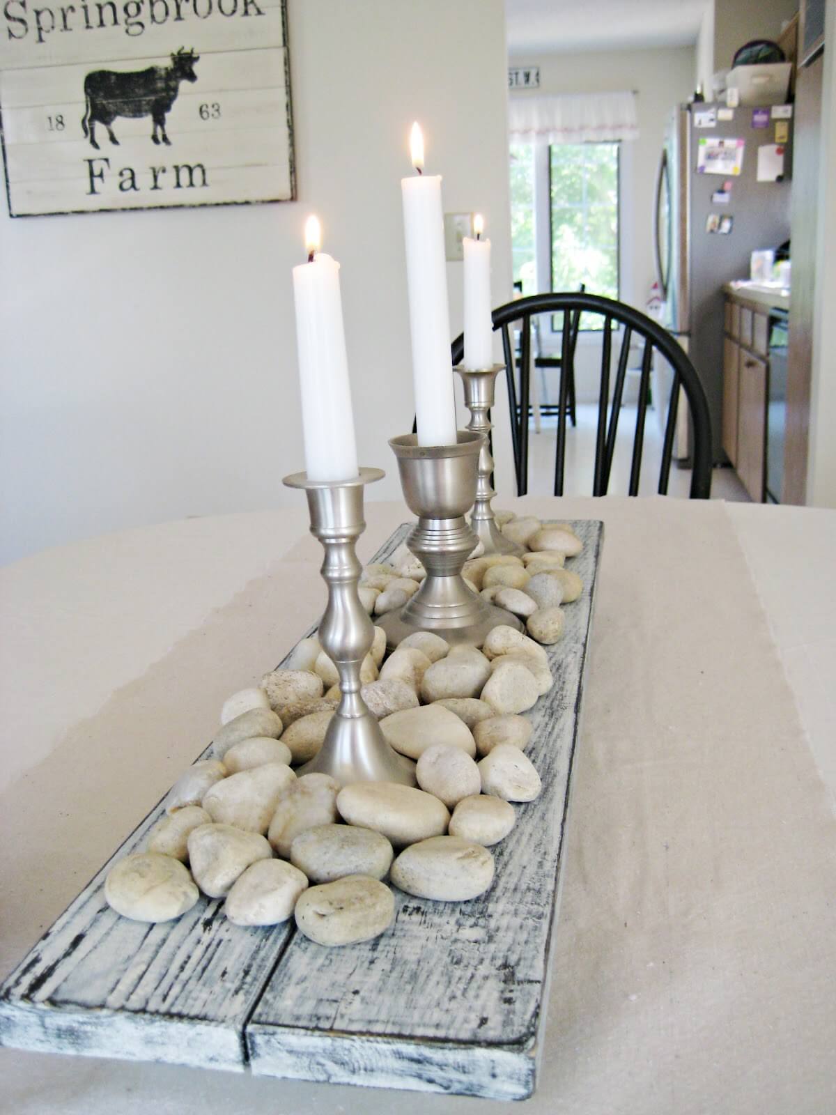 Double Distressed Wooden Plank Centerpiece Base