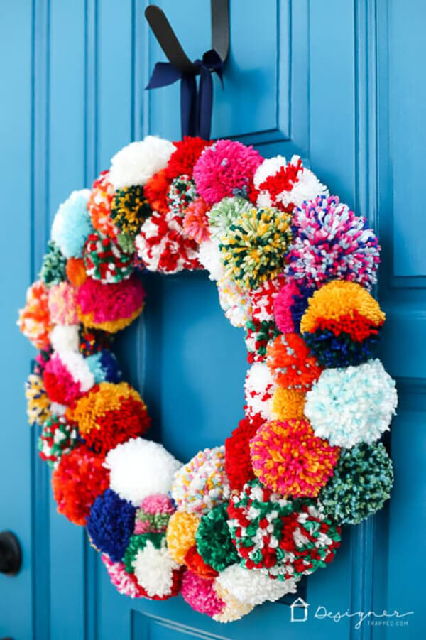 Fluffy and Festive Pom Pom Wreath