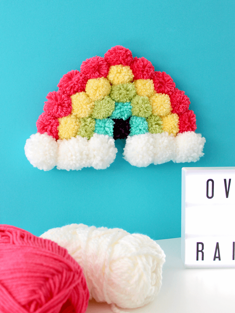 Tropical Colors Pom Pom Rainbow Wall Art