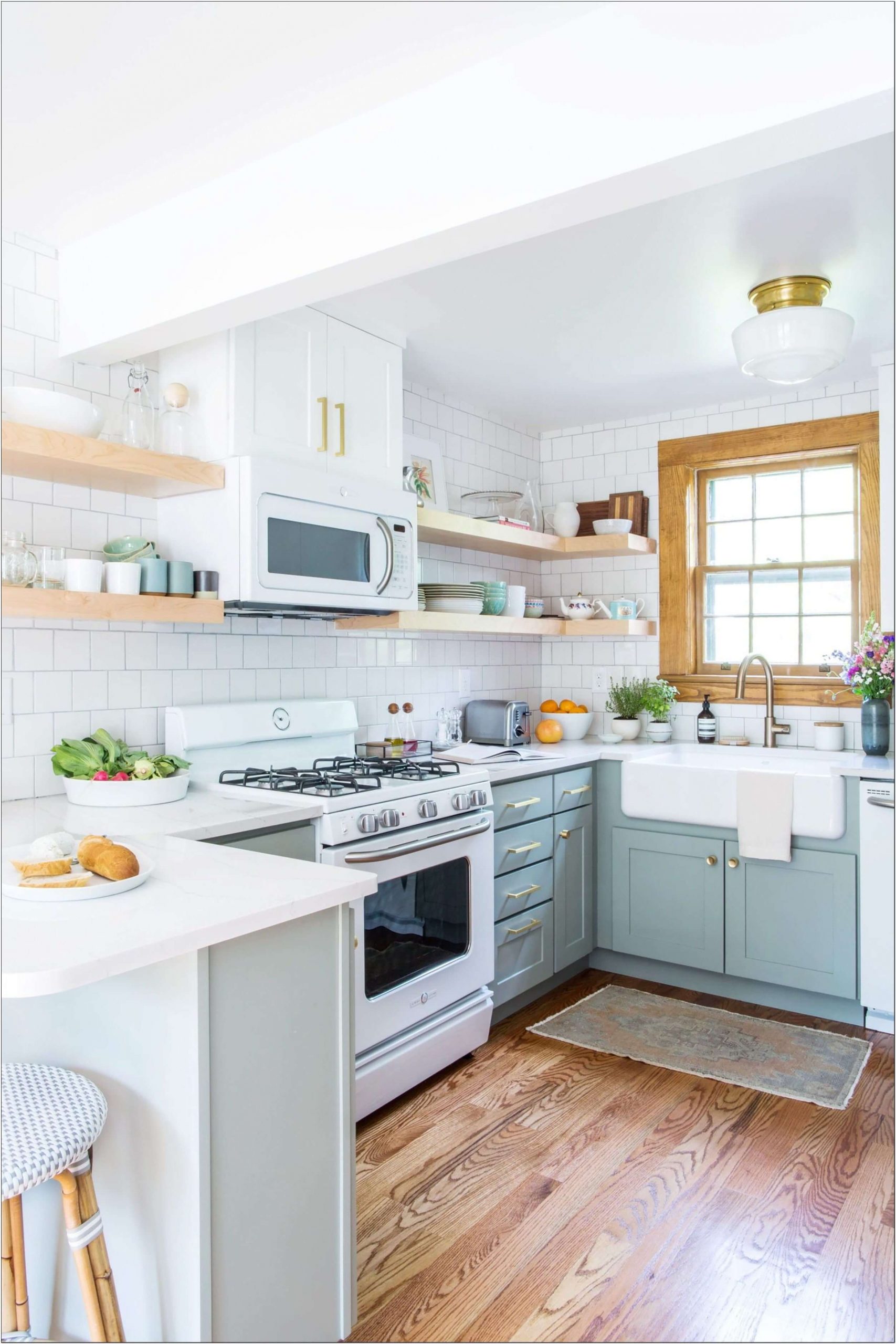 Seaside Light Blue and Gray Lower Cabinets