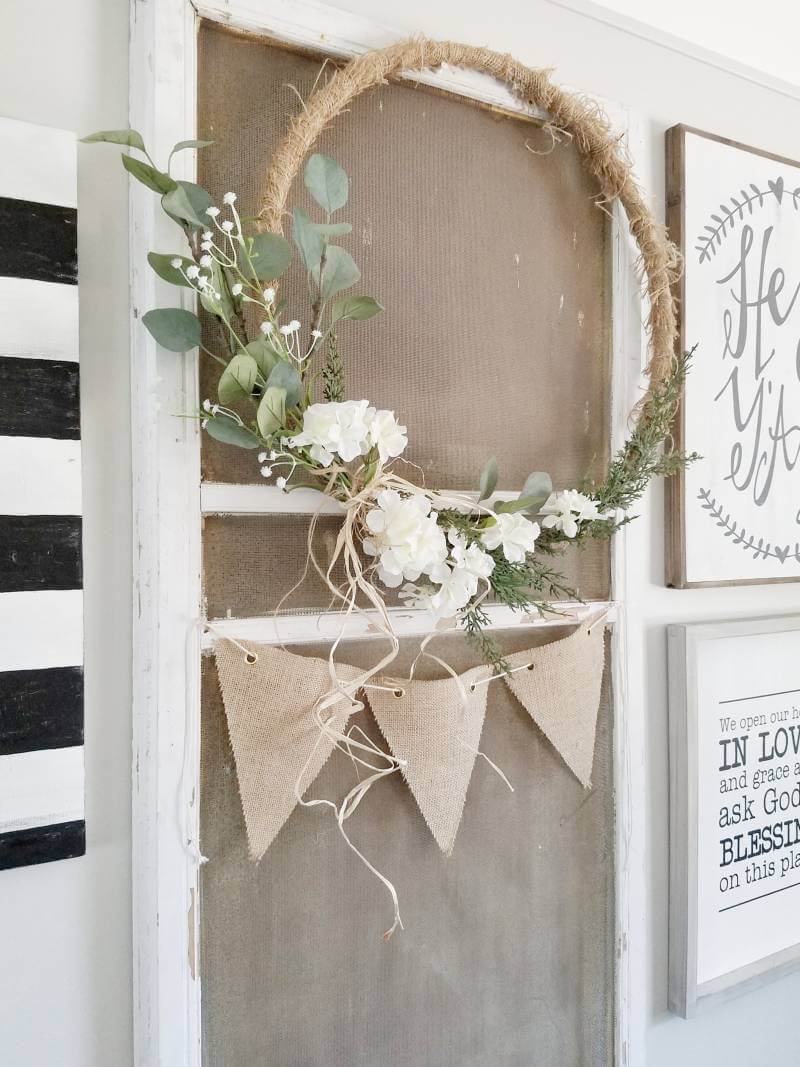 Oversized Twine-Wrapped Hoop Wreath