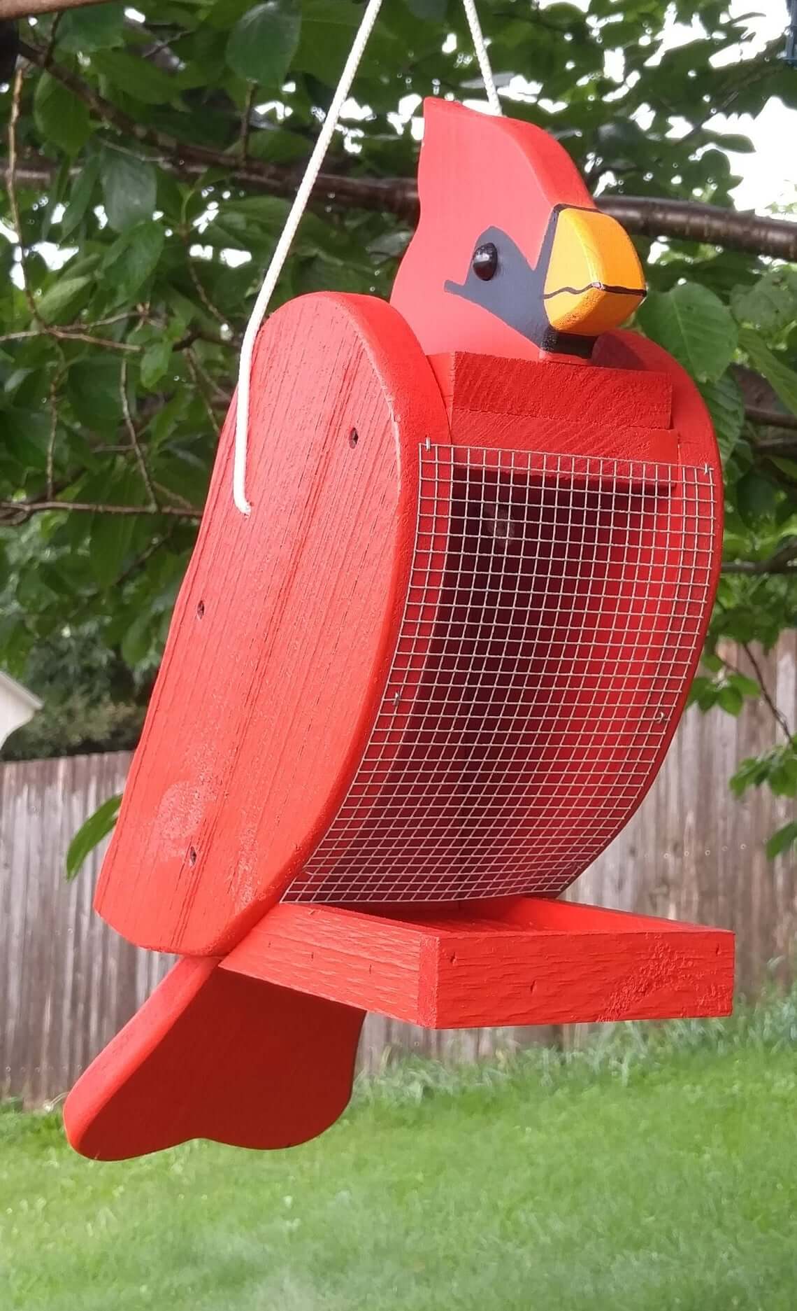 Fun Handcrafted Cardinal Bird Feeder