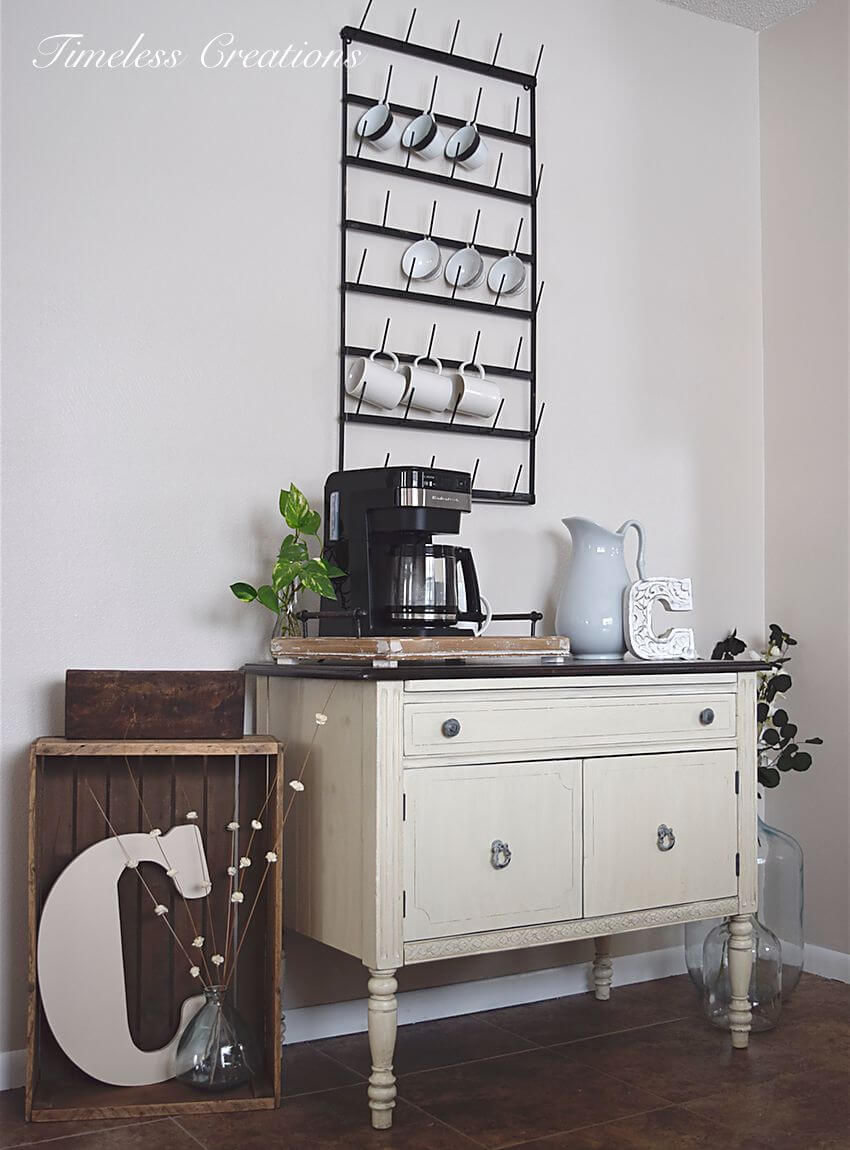 Black and White Shabby Chic Coffee Station