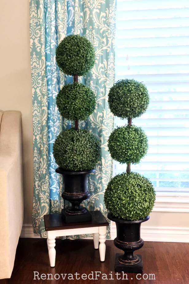Affordable DIY Topiaries with Artificial Boxwood