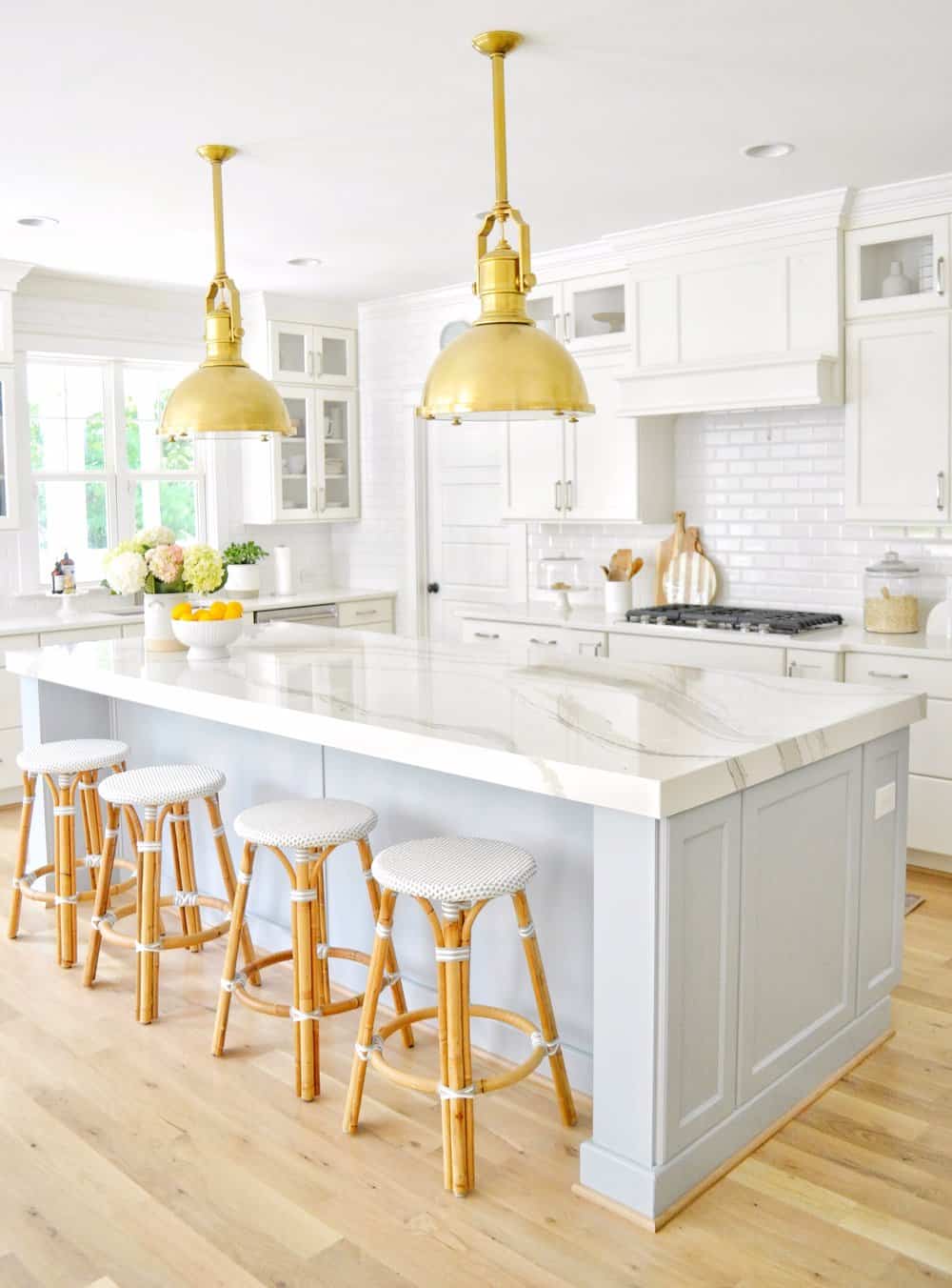 Light Blue and Gray Kitchen Island