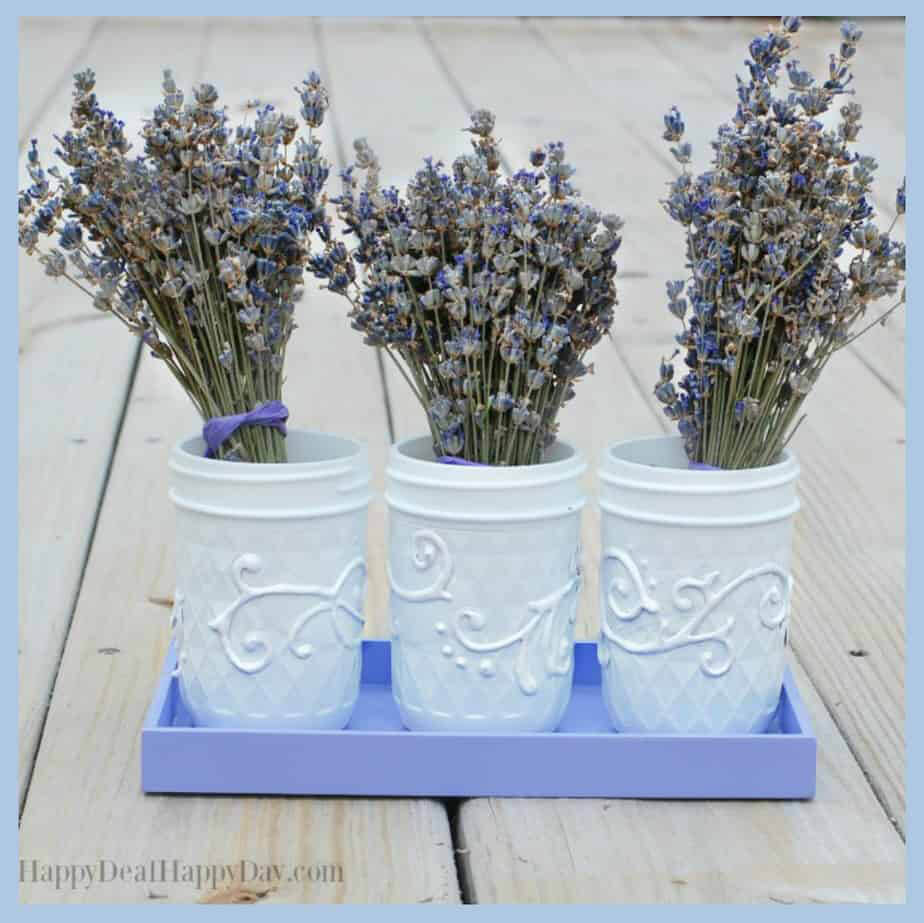 Raised Design Painted Mason Jar Vases