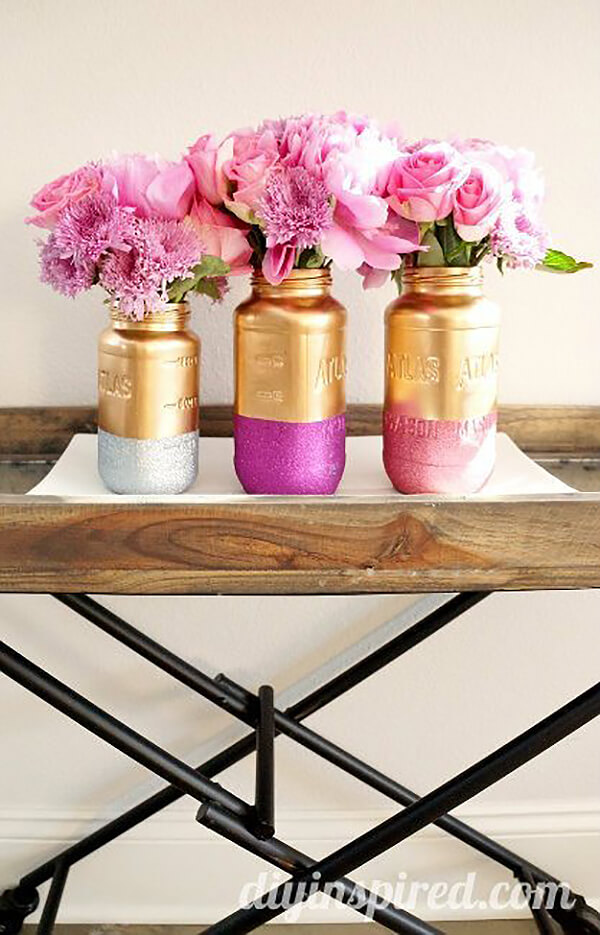 Gold and Glamorous with Sparkles Mason Jars