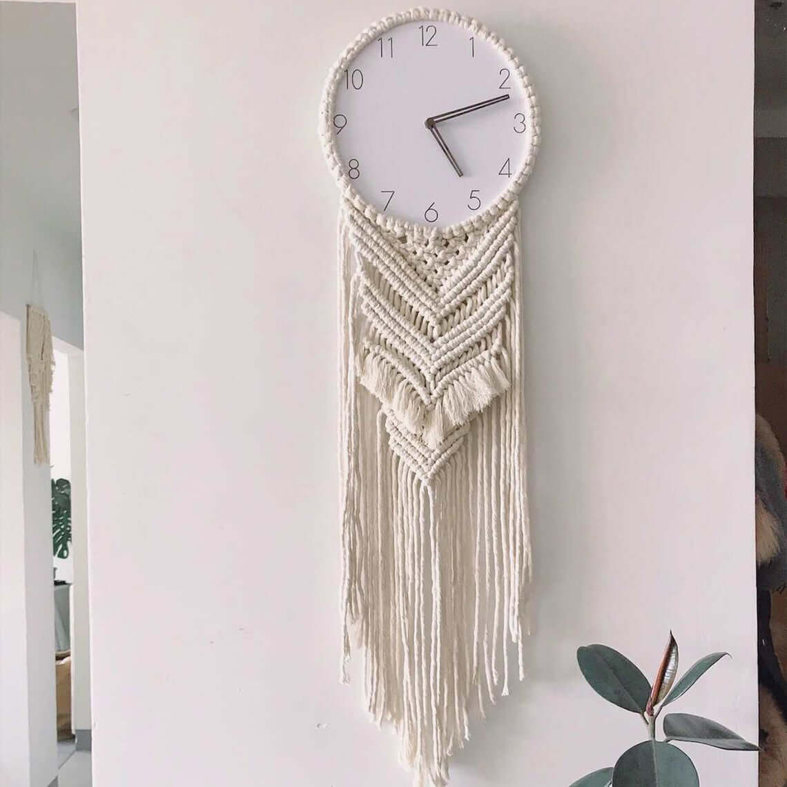 Big Tassel with Fringe Macrame Clock Holder