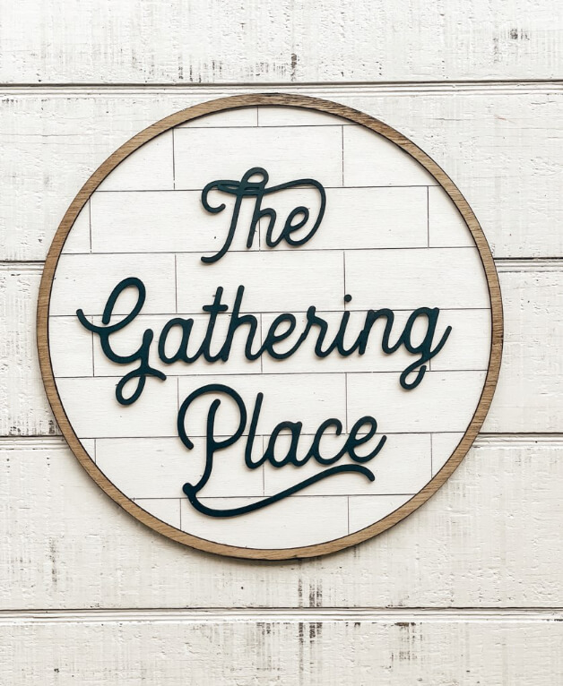 Subway Tile Design Gathering Place Sign