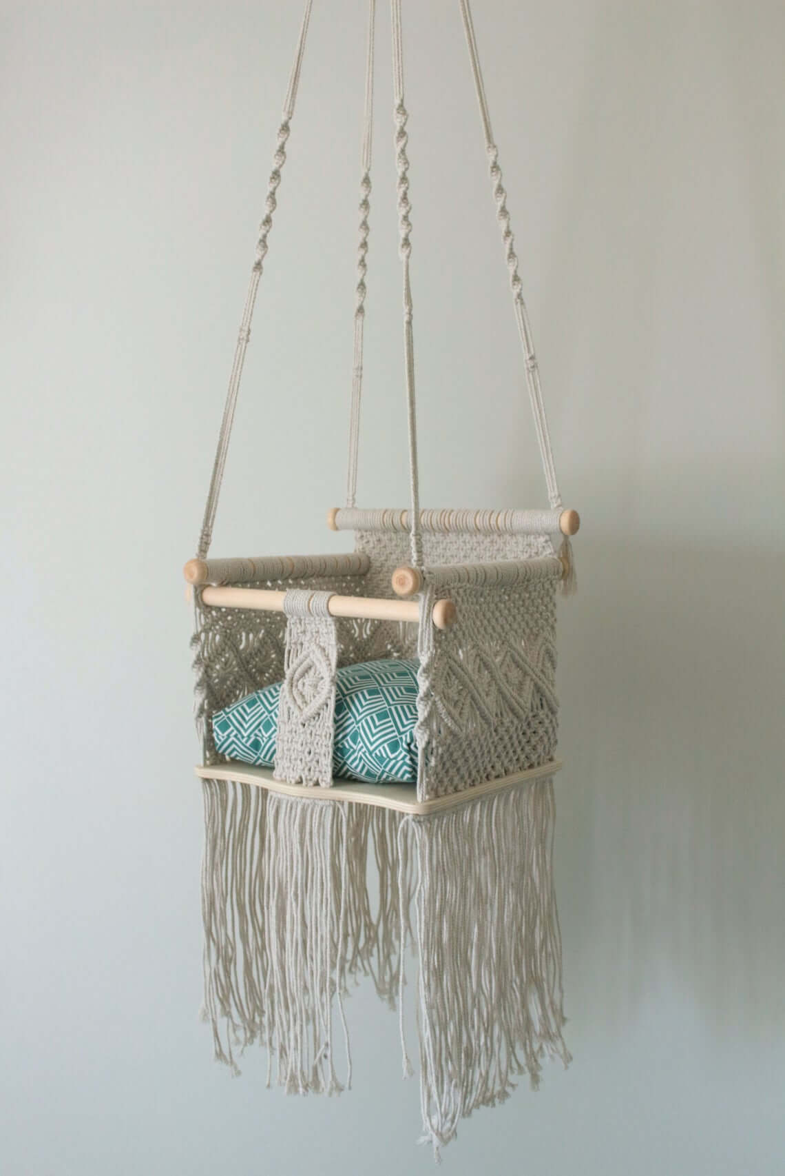 Charming and Cute Cushioned Macrame Baby Swing