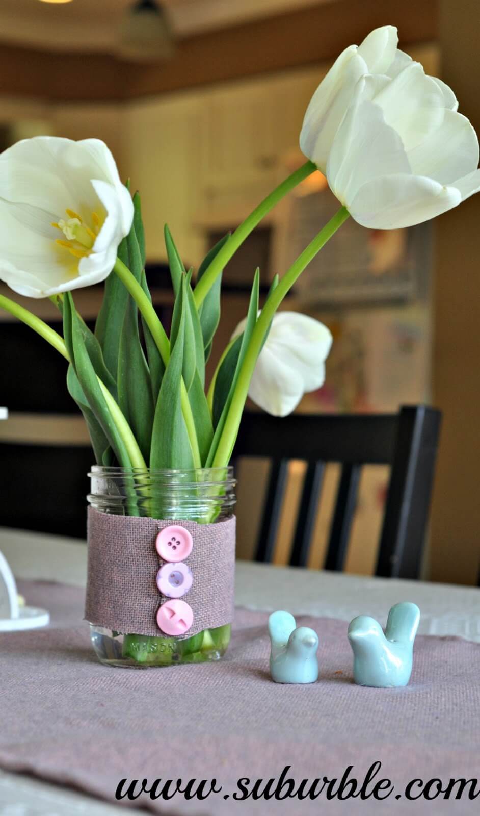 Cute as a Button Mason Jar Vase