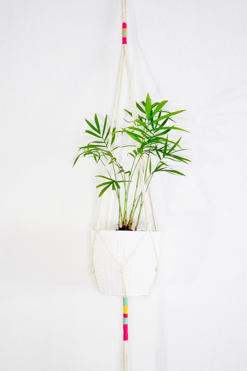 White and Bright Macrame Hanging Planter