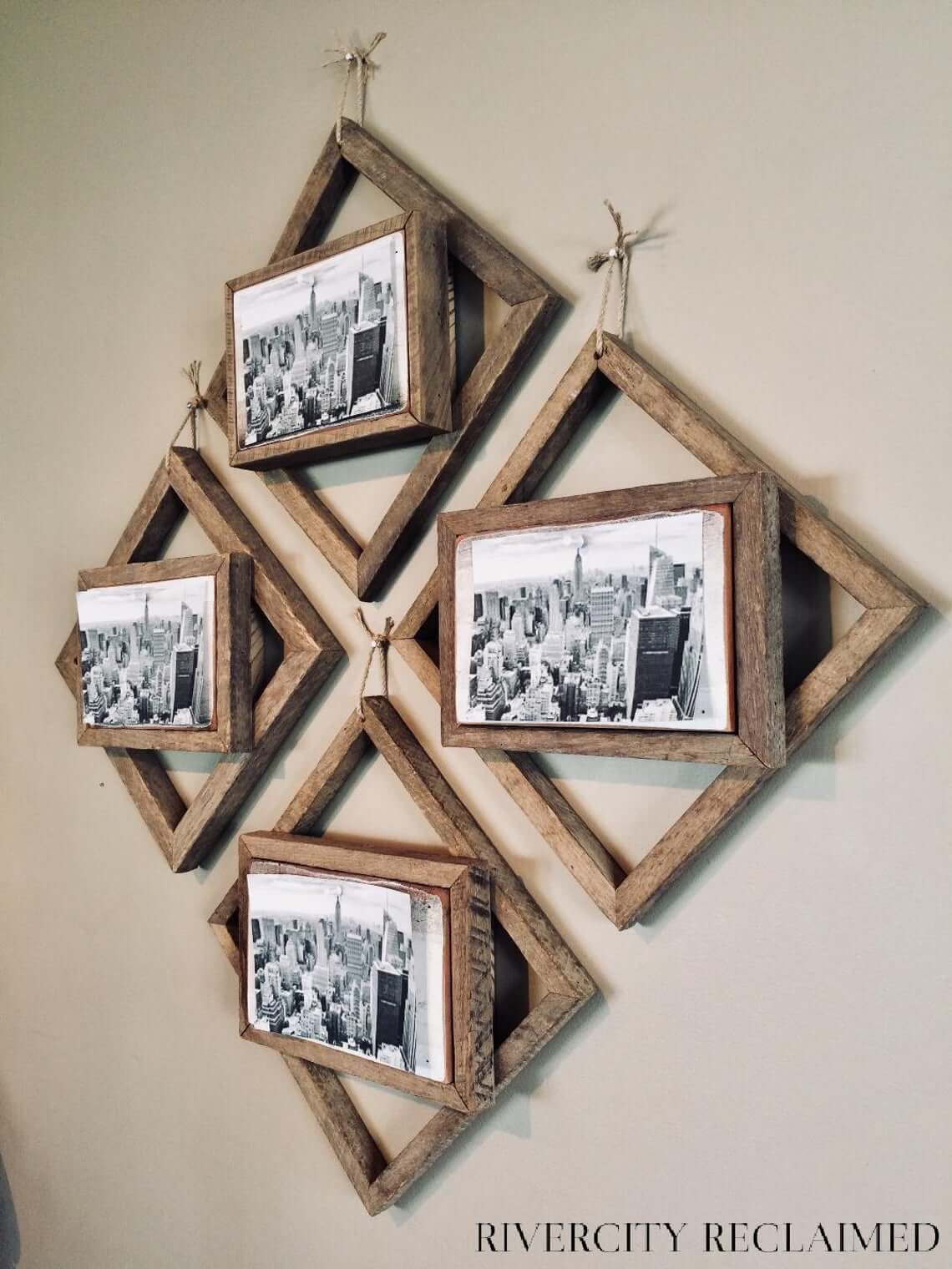 Dynamic Geometric Wooden Picture Hangers for Wall