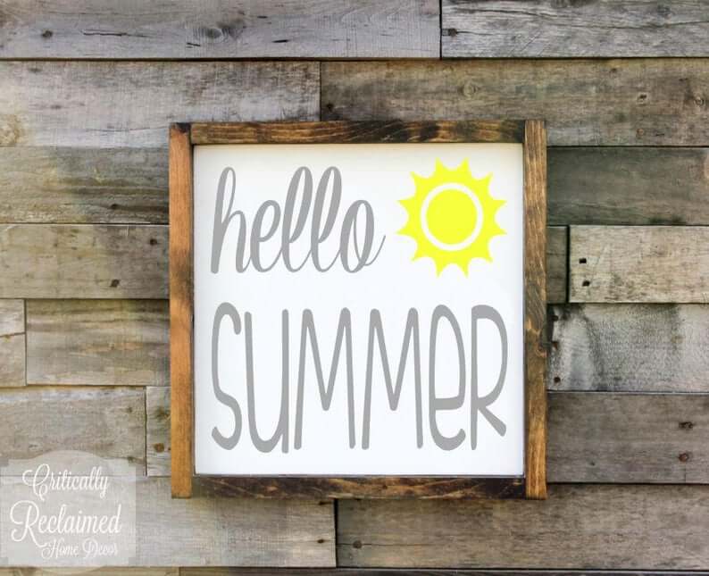 Rustic Wood Framed Hello Summer Ar