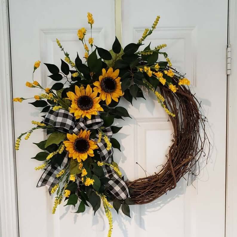 Rural Sunflower Front Door Wreath — Homebnc