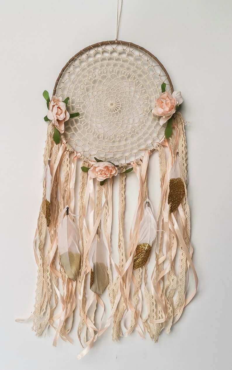 Romantic Boho Blush and Gold Dreamcatcher