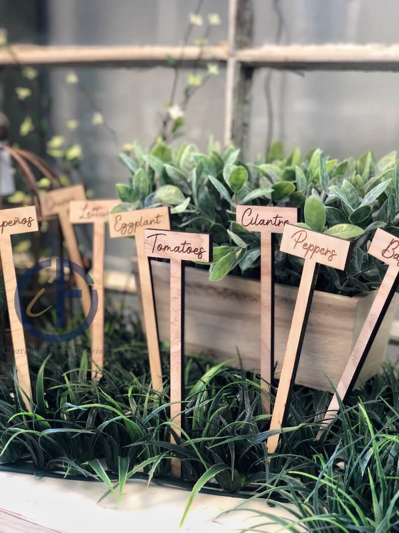 Laser Etched Wooden Garden Markers