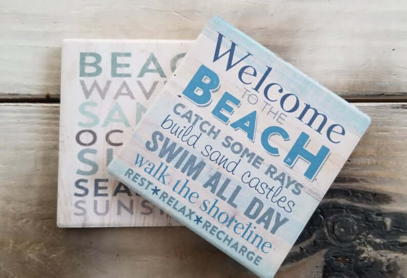 Small and Square Blue Sea Sayings Sign