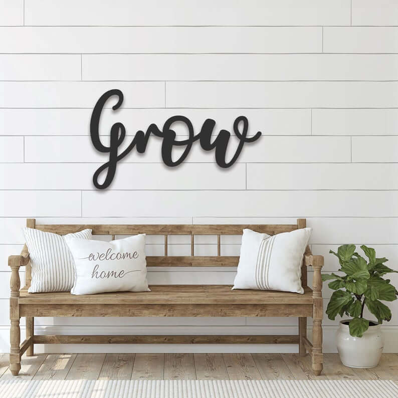 Matte Black Metal Script Grown Wall Art