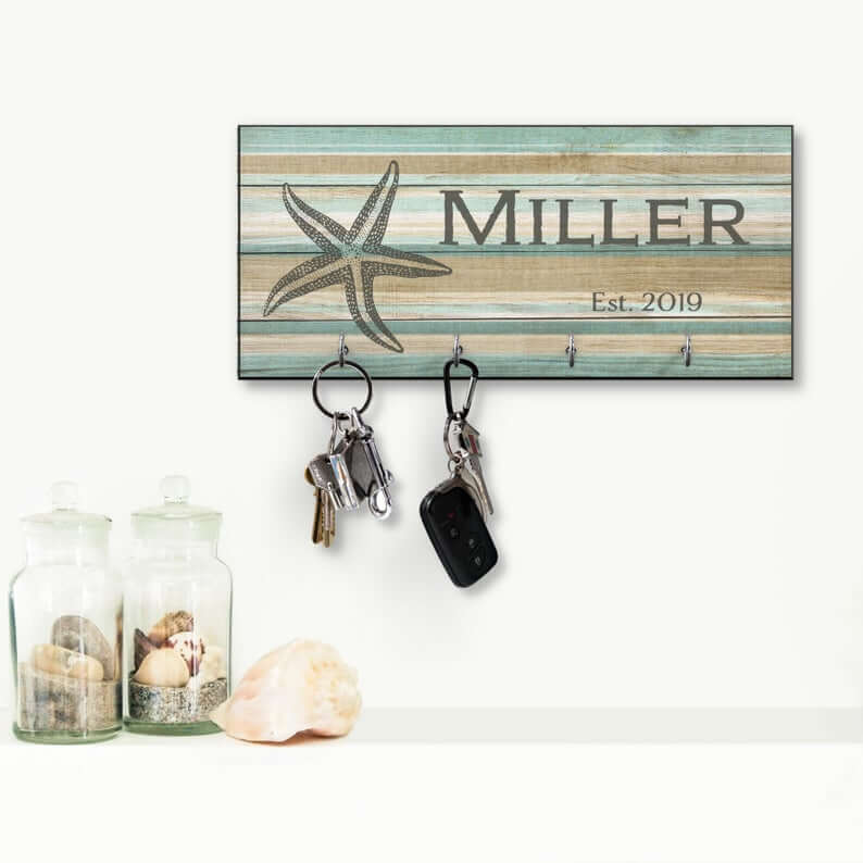 Stripes and Starfish Custom Key Rack