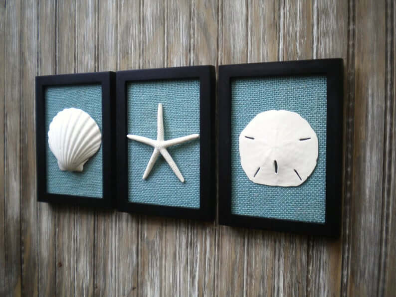 Shell, Sand Dollar, and Starfish Art Trio