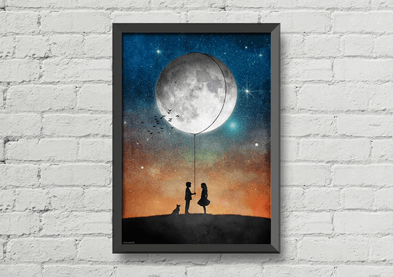 Romantic Rope the Moon Love Print