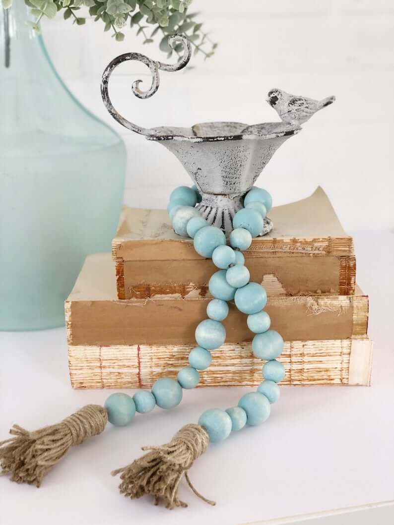 Vintage Cup with Turquoise Beaded Tassel