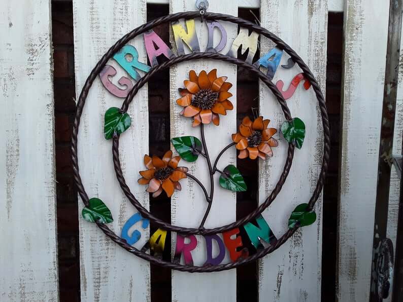 Metal Grandma's Garden Flower Sign