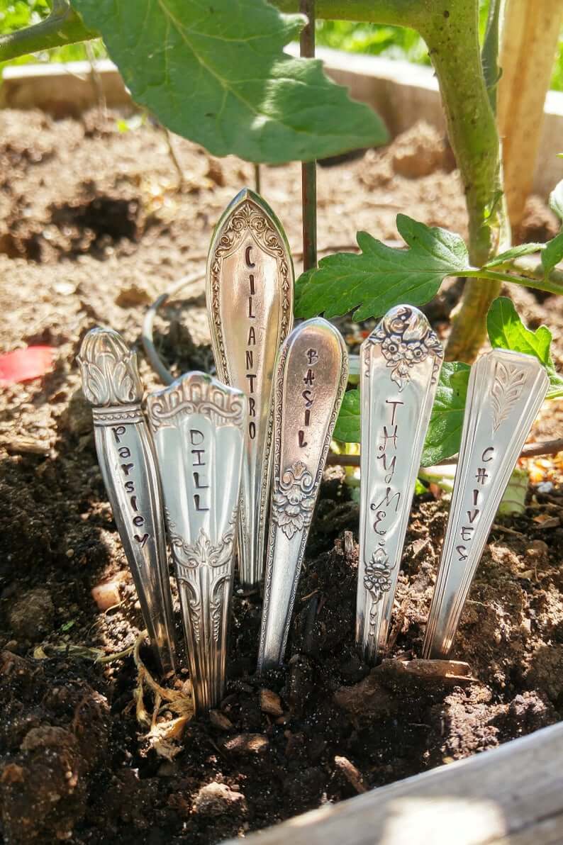 Engraved Used Utensil Garden Markers