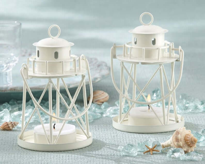 White Metal Lighthouse Shaped Lanterns