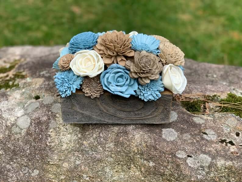 Rustic Coastal Flower Box Centerpiece