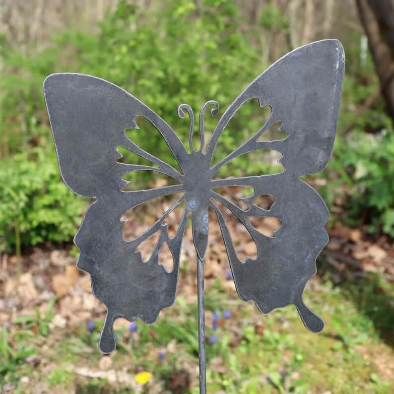 Fluttering Metal Butterfly Garden Sign