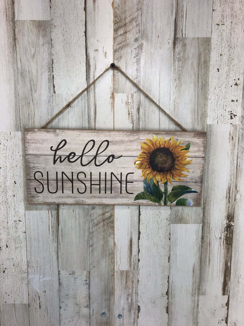 Vintage Country Hello Sunshine Sunflower Sign