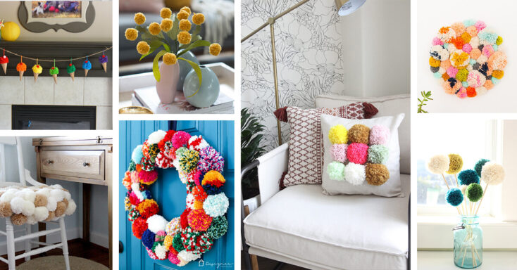 Featured image for 21 Frugal and Fluffy DIY Pom Pom Home Accents Full of Color