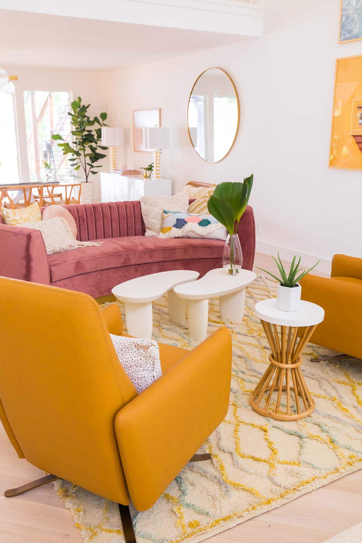 Modern Yellow Wingbacks And A Sofa Homebnc