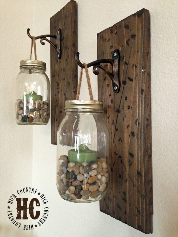 rustic Mason Jar wiszące lampiony ścienne