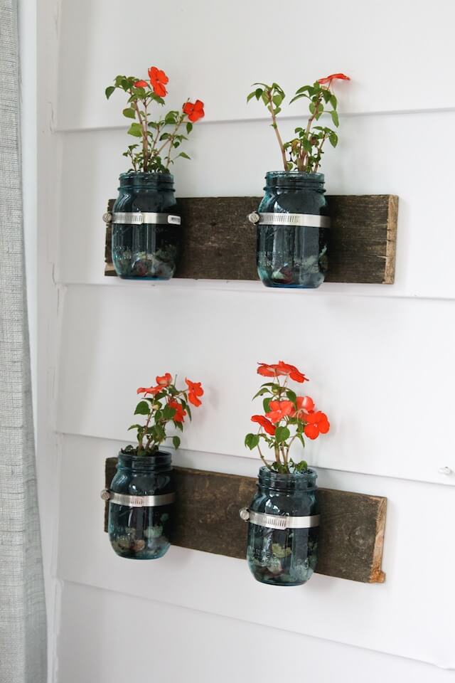 Adorable Colored Mason Jar Wall Vases