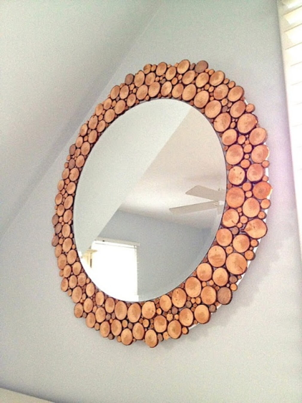 Budget-Friendly Wood Slice Wall Mirror