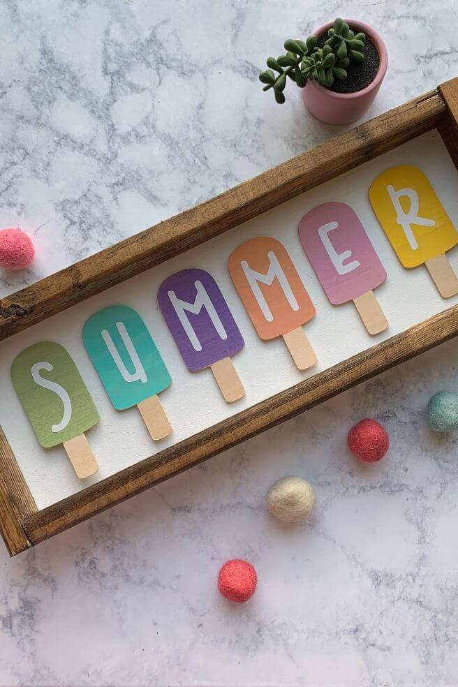 DIY Pastel Popsicle Summer Sign