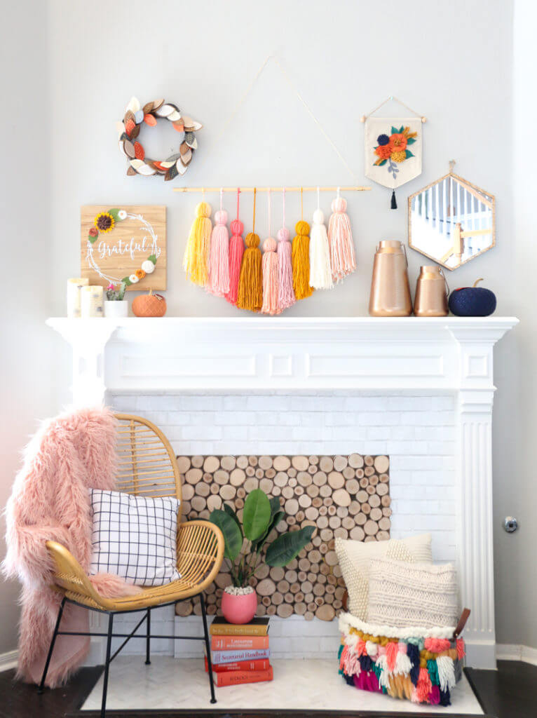 Colorful and Funky Fireplace Decor