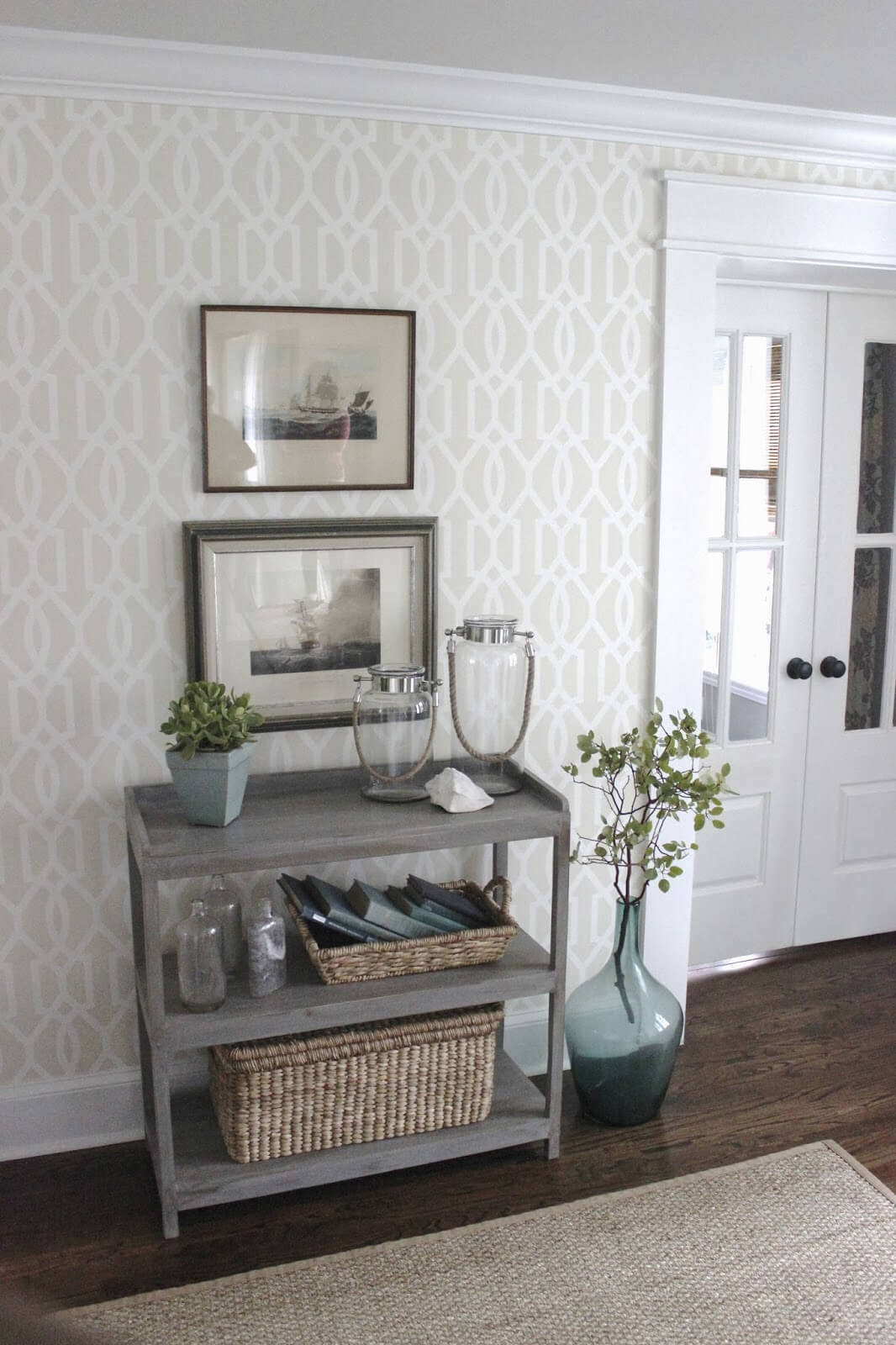 Three Shelf Neutral-Colored Rustic Table