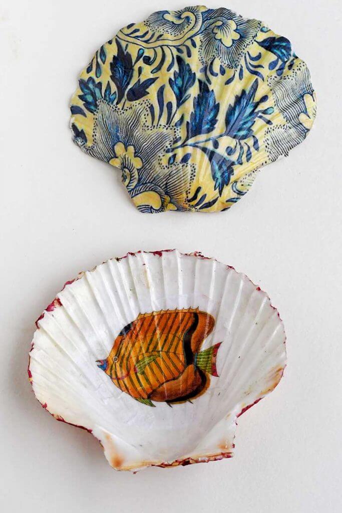 Unique Decoupage Scallop Shell Dish Decoration — Homebnc